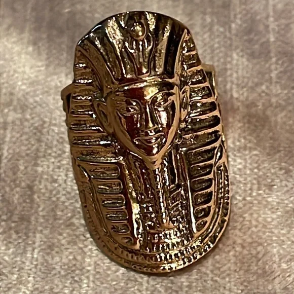 Vintage Bronze King Tut Egyptian Ring size 7.5 by Sajen - Picture 1 of 9